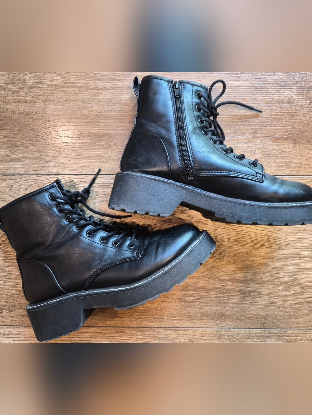 ​Madden Girl Carra Black Combat Boots Platform Chunky Lug Sole Punk Goth Size 8